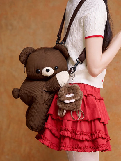 Bag Size Bear Plus Cute Brown Backpack/Crossbody