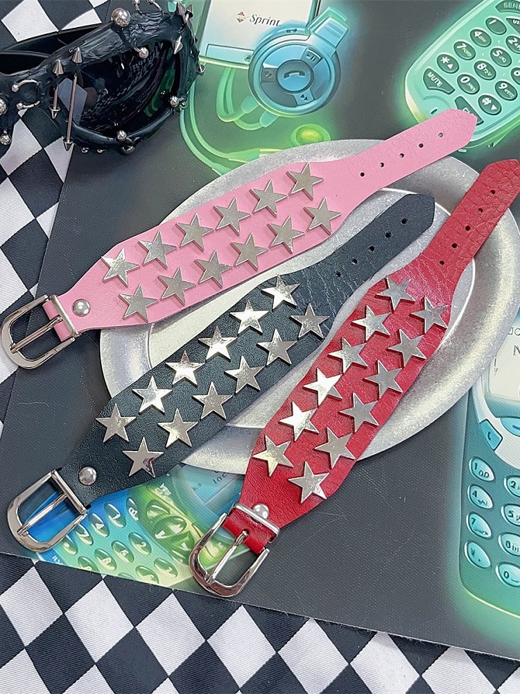 Rock Star Schwarz/Rot/Pink Armband Punk