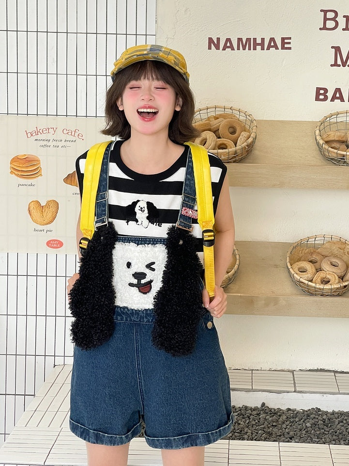 Blue Plush Puppy Denim Overalls