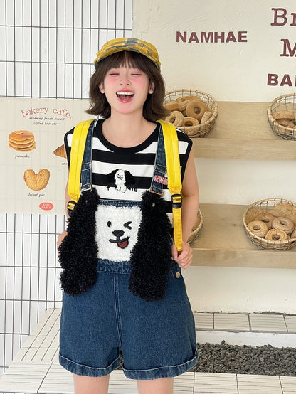 Blue Plush Puppy Denim Overalls