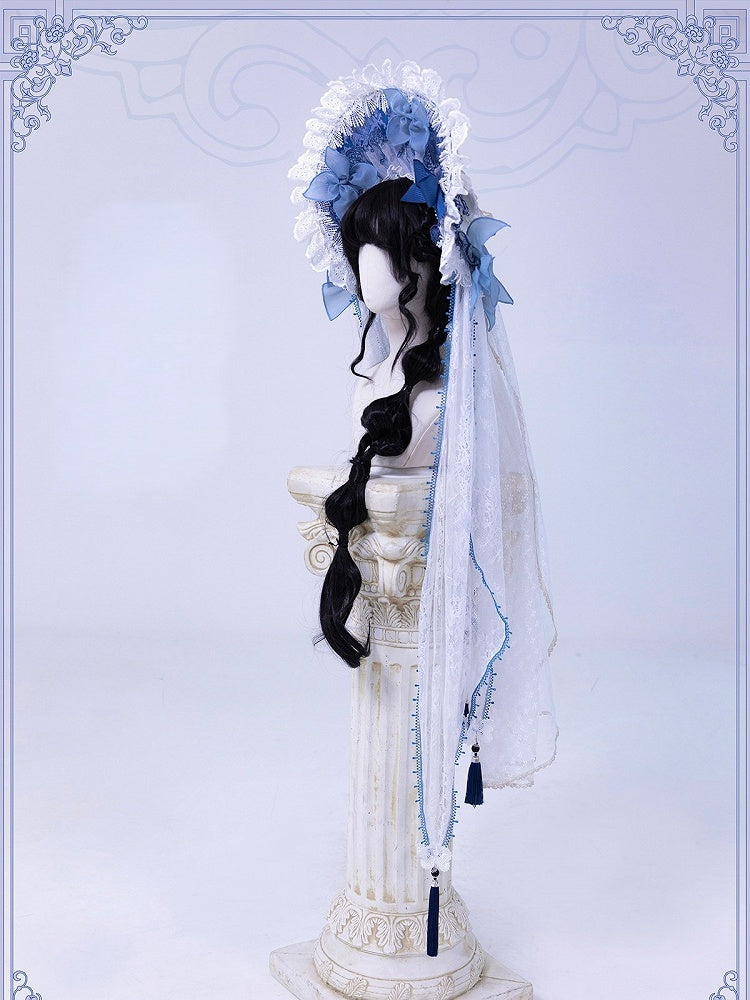 Lace-Trimmed Porcelain Bonnet for Lolita - Bramble Rose