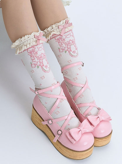Lolita Toe Shoes Platform Round Sweet - Pink Peach