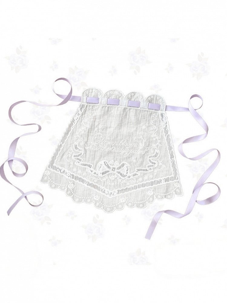 Sweet White Lolita Apron with Lace Edging - Stars Fall on the Foggy Island