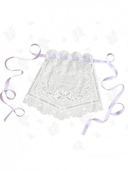 Sweet White Lolita Apron with Lace Edging - Stars Fall on the Foggy Island