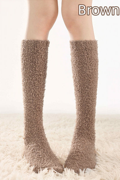 Calf 6-Color Fuzzy Socks Solid