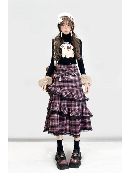 取り外し可能な袖が付いたブラックのハイネック パピー トップス