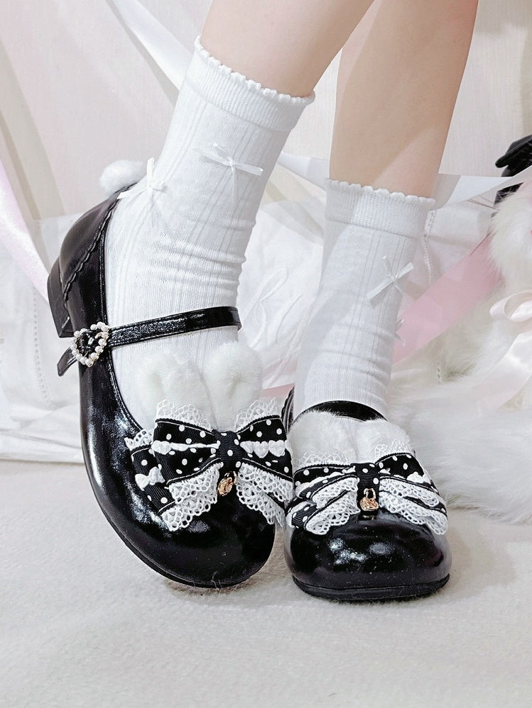 Sweet Bow at Black Top Mary Jane with Lolita Shoes