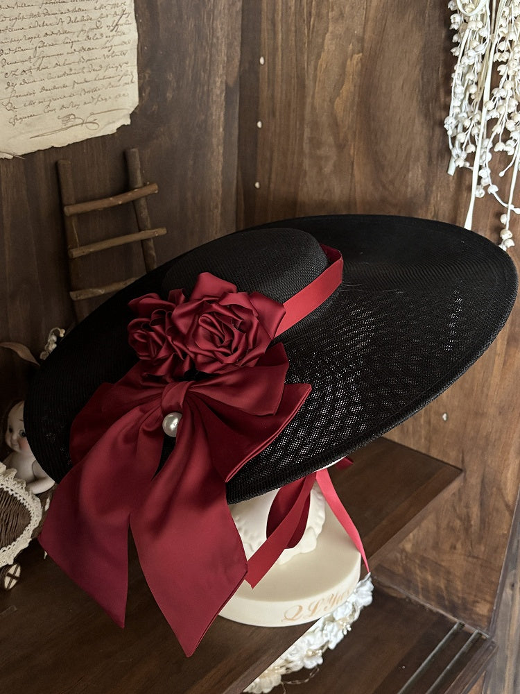 Red Black Roses Off-Shoulder Boned Lolita Set - Treasure Box Factory