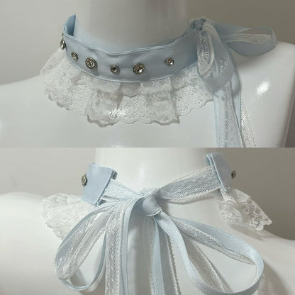Options 5 Studs Trim Choker Color Lace Decorated