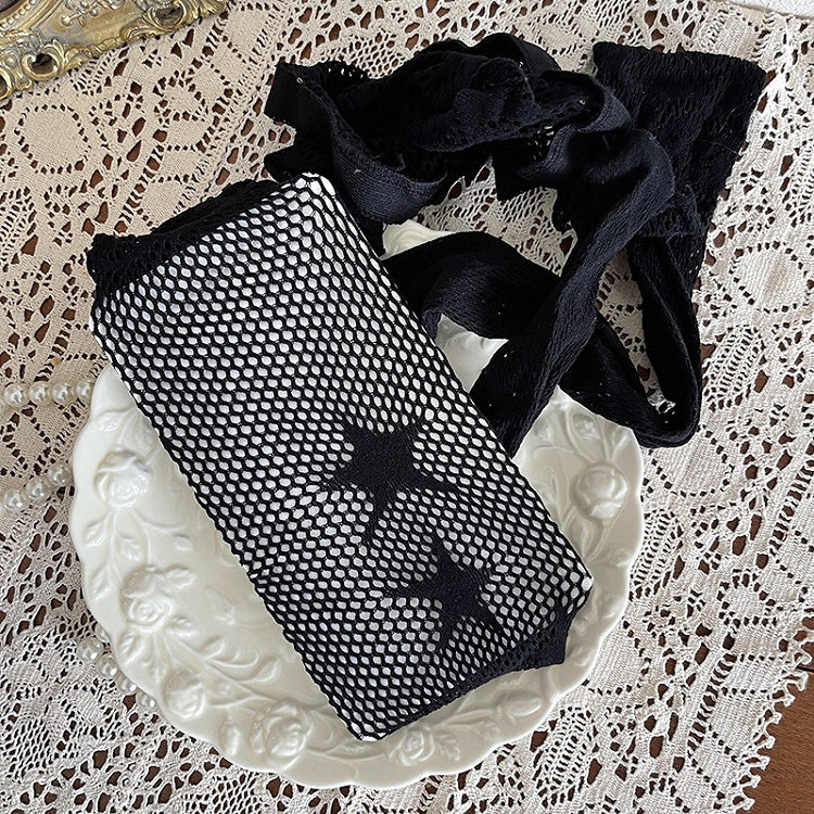 Suspender Fishnet Pattern Black Star Tights