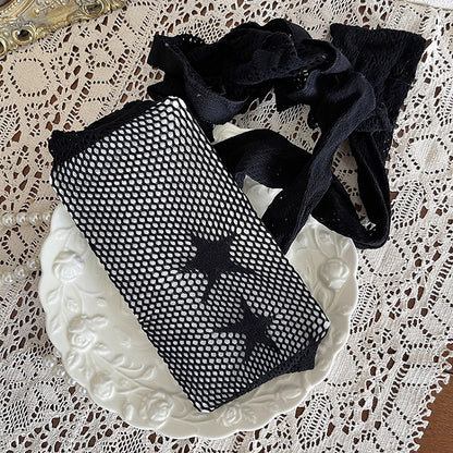 Suspender Fishnet Pattern Black Star Tights