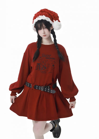 Rotes Weihnachtswelpenkleid mit roten Shorts