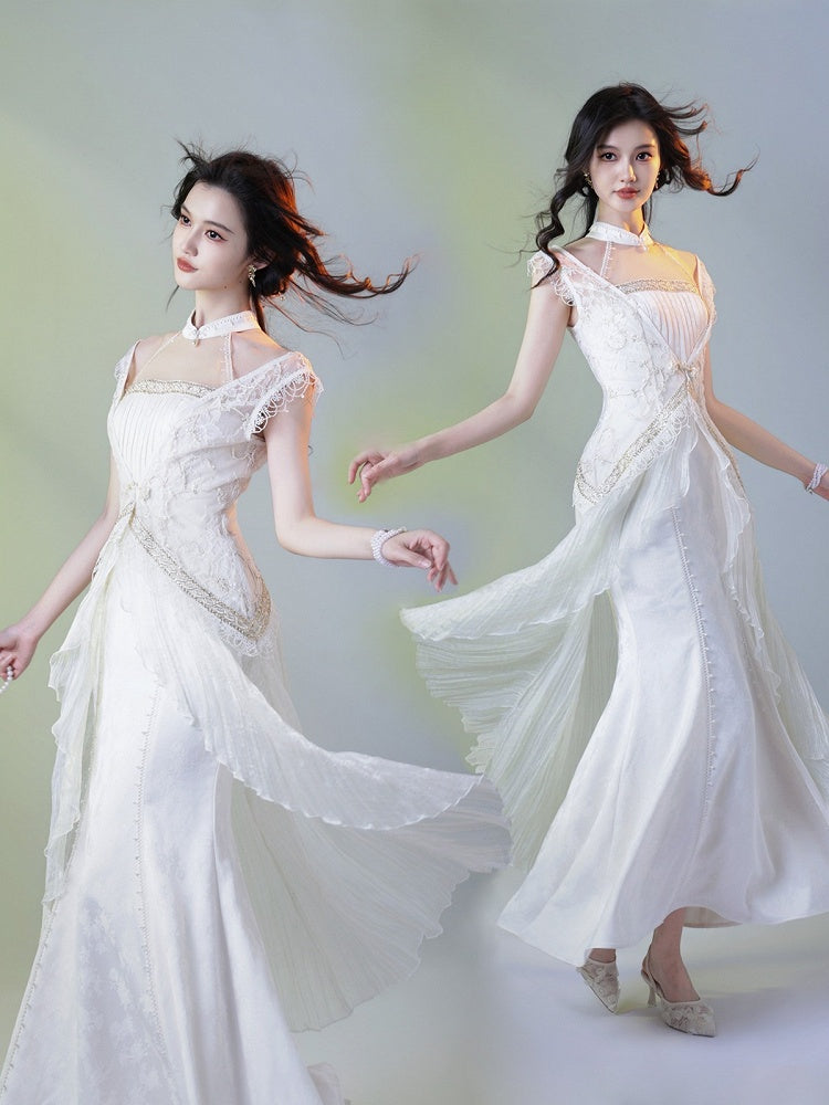 Moonlight Lace Outwear Fairy Style Long Mermaid Dress - sijinstudio