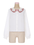 White Strawberry Peter Pan Collar Lolita Long Sleeves Shirt