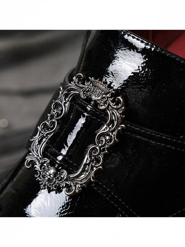 Dark Prince Style Gothic Lolita Square Toe Shoes with 7CM Heel in Black - Lacy Bones