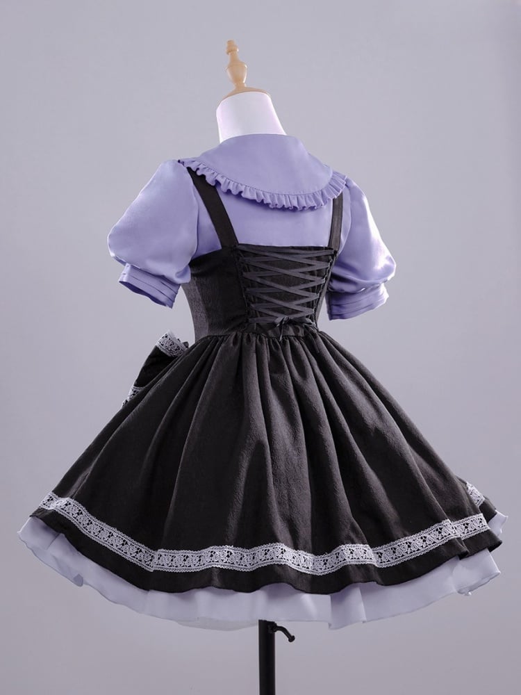 Love, Chunibyo &amp; Other Delusions Takanashi Rikka Lila Hemd mit schwarzem Kleid Lolita-Stil Cosplay Kostüm Komplettset