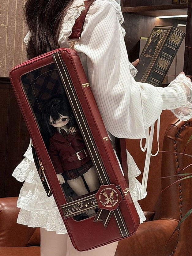 Wine Red 1/4 Scale BJD Bag with Retro Design & Embroidered Details - Salt Tea
