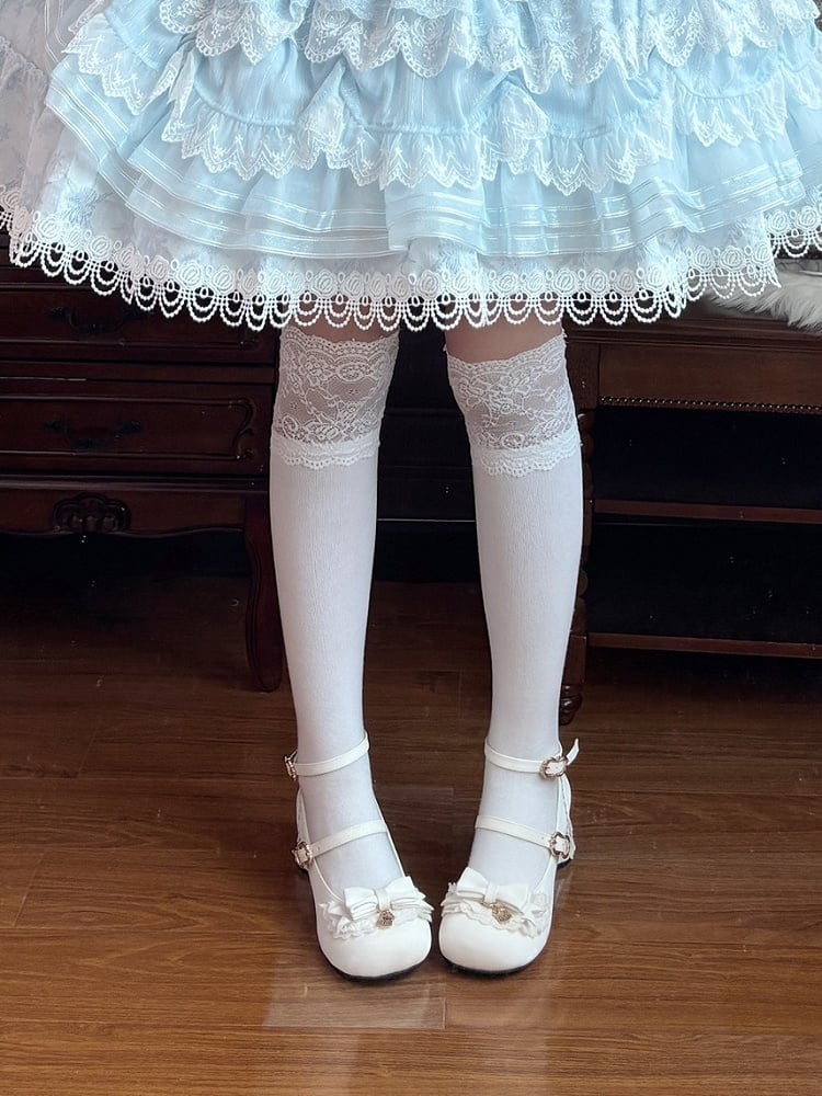 Mary Sweet Round White with Toe Top Lolita Bow Jane in