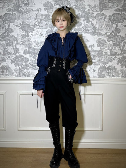 Pirate Shirt Ouji Dark Blue Long Vibes Sleeves Lolita