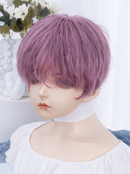 Pink-lila 24CM Kinnlänge Perücke mit Pony