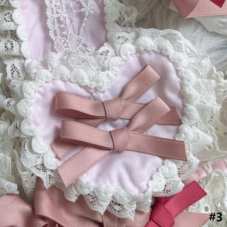 Trim Pink Hairclip/Brooch Lace Bow Heart-Shaped Pink/Light
