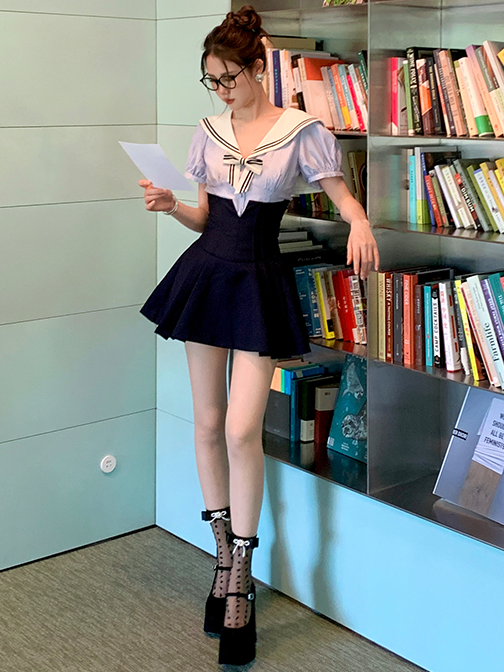 Socks Beaded Bowknots White/Apricot/Black/Grey