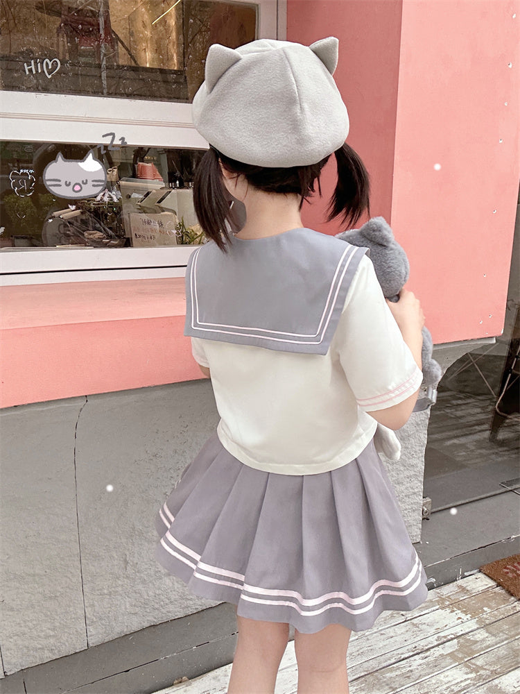 Design Neckline JK Kitty Gray and White Sailor Collar Uniform