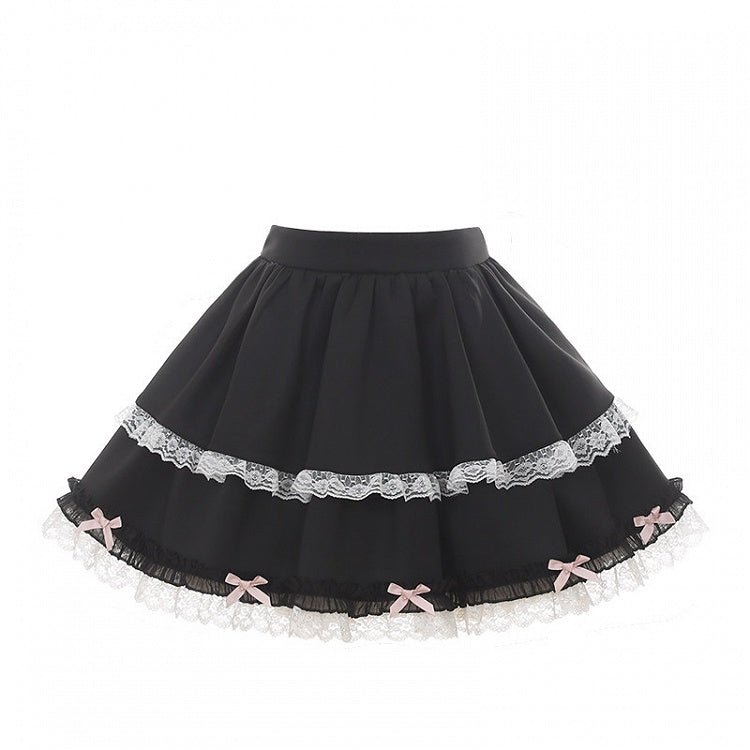 Skirt Black and Lace Jirai Bow with Accents Kei Trim