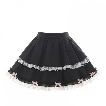 Skirt Black and Lace Jirai Bow with Accents Kei Trim