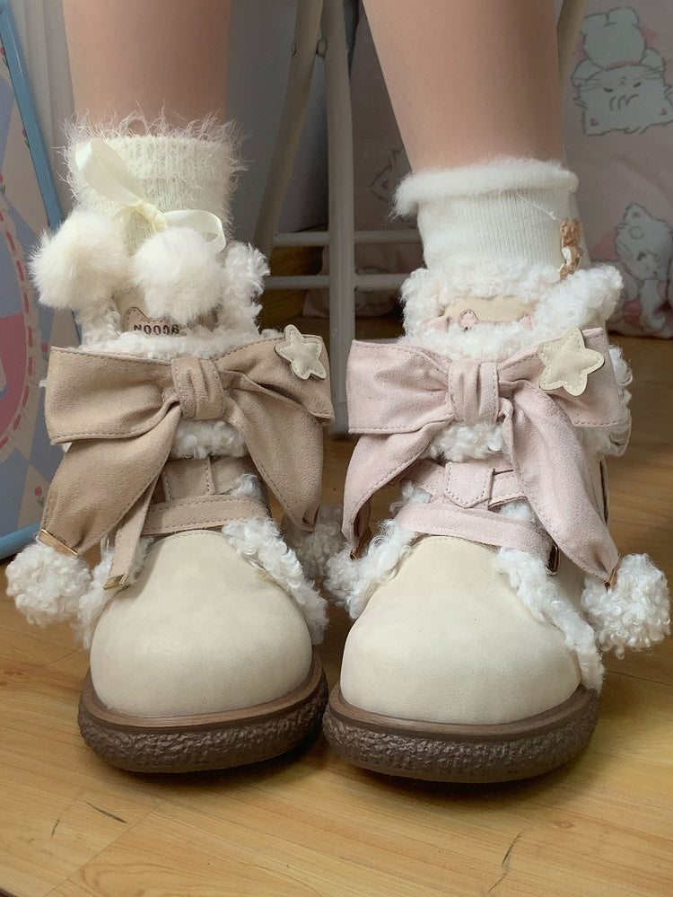 Pompon Daily Charm White Self-tie Socks with Strap Kawaii