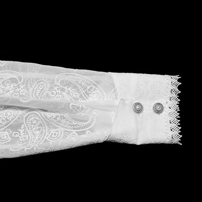 White Men's Romantic Shirt Chiffon