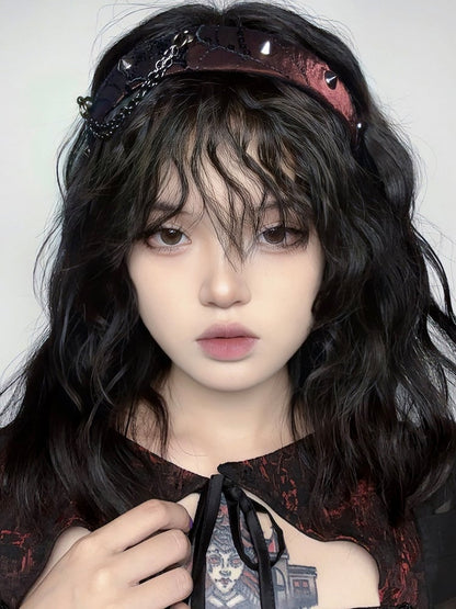 KC Chain Web Gothic Red Rivet Spider Detail Metal