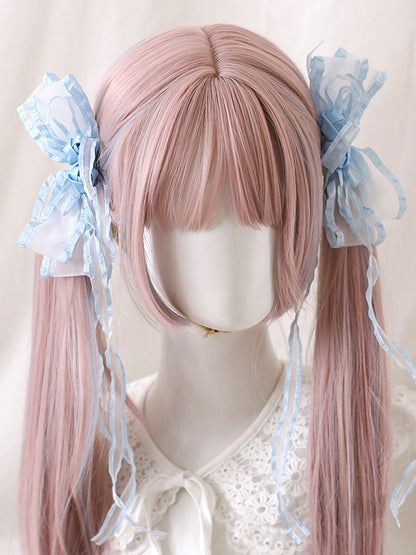 Colors of Pair A Hairclips 7 Bowknot Bud Ribbon Asymmetric