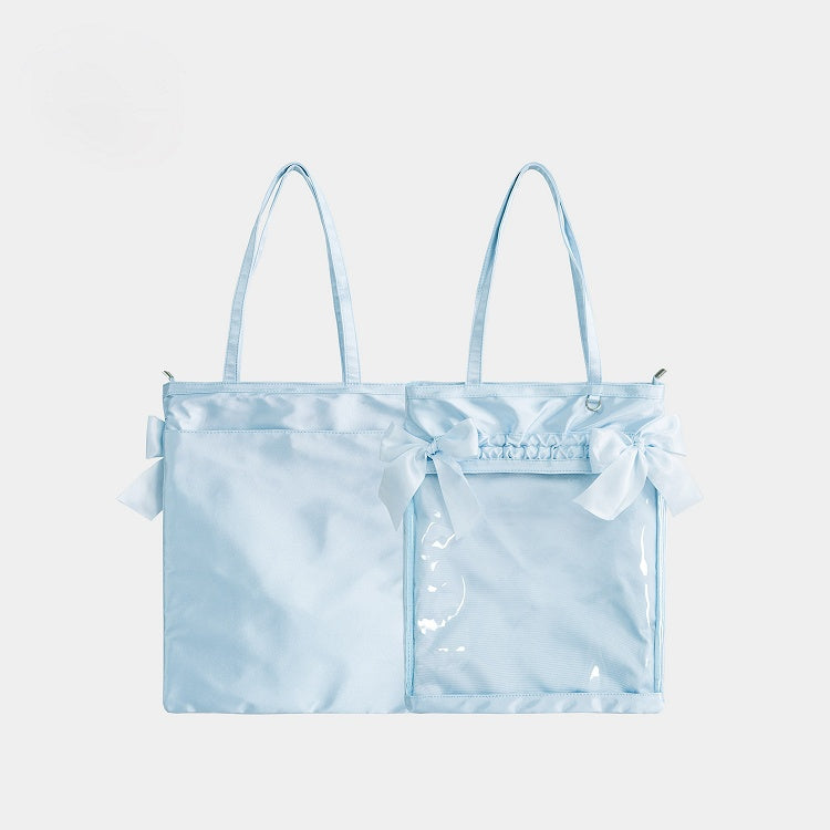 Bow Lace Blue Satin Daily Ita Bag