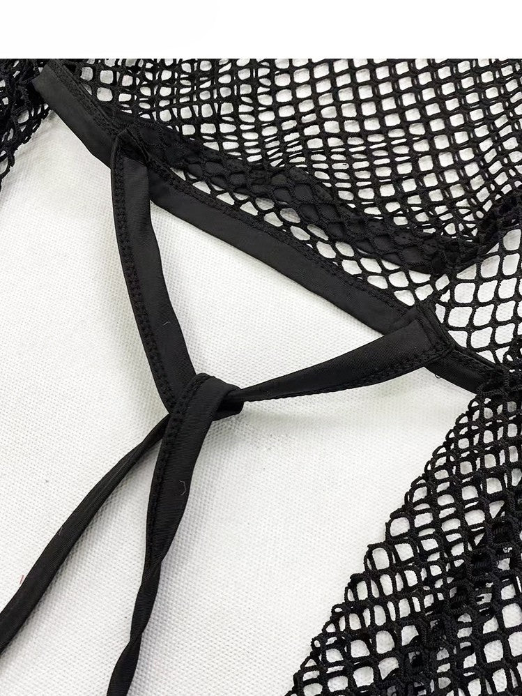 Black Sleeve Top Y2K Glamorous Mesh Long