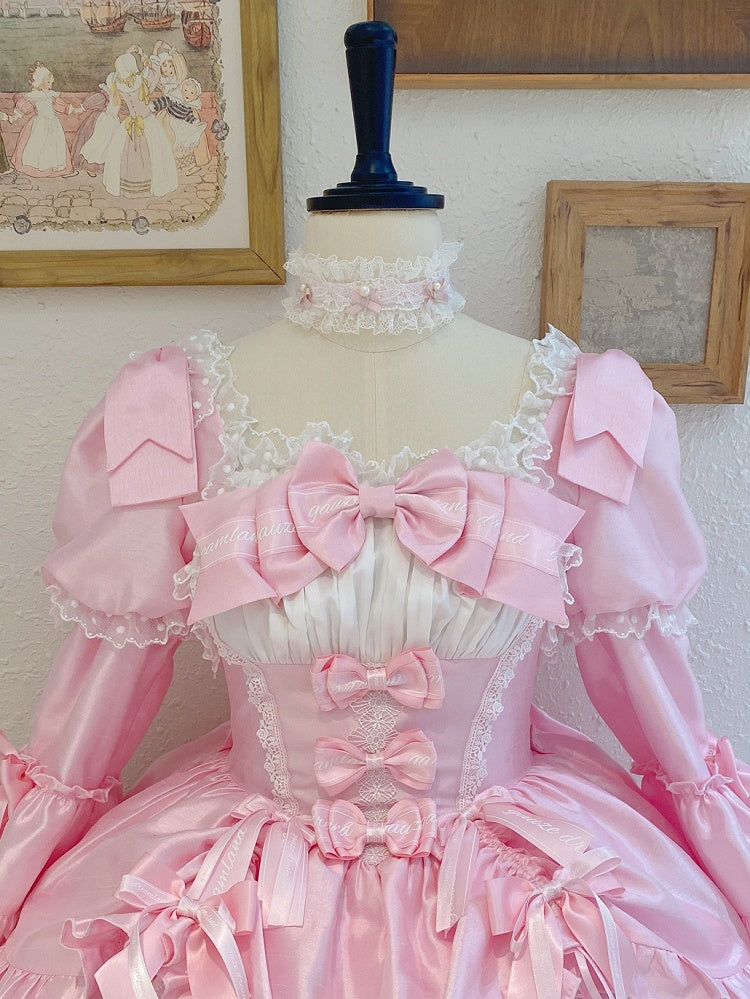 Weißes Halsband und Spitze Pink / Schwarz