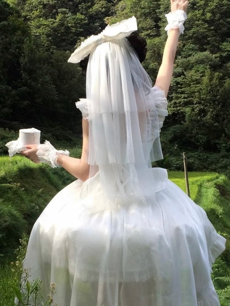 Lolita Veil 6 – Head Color with Bow Hime Large Options