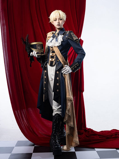 Black & Blue Military Coat with Ribbon Set