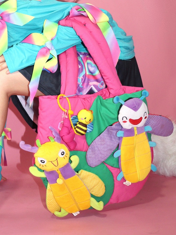 Colorful Decorated Plushie Bee Shoulder Bag