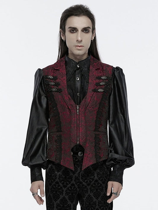 Rose Men's Vest Red Gorgeous Gothic