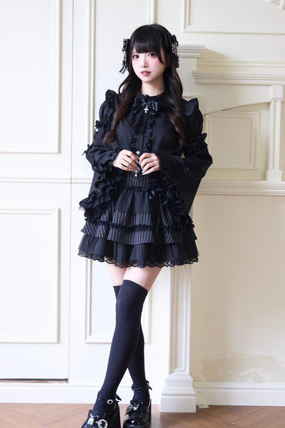 Sleeve Wide Blouse Gothic Lace