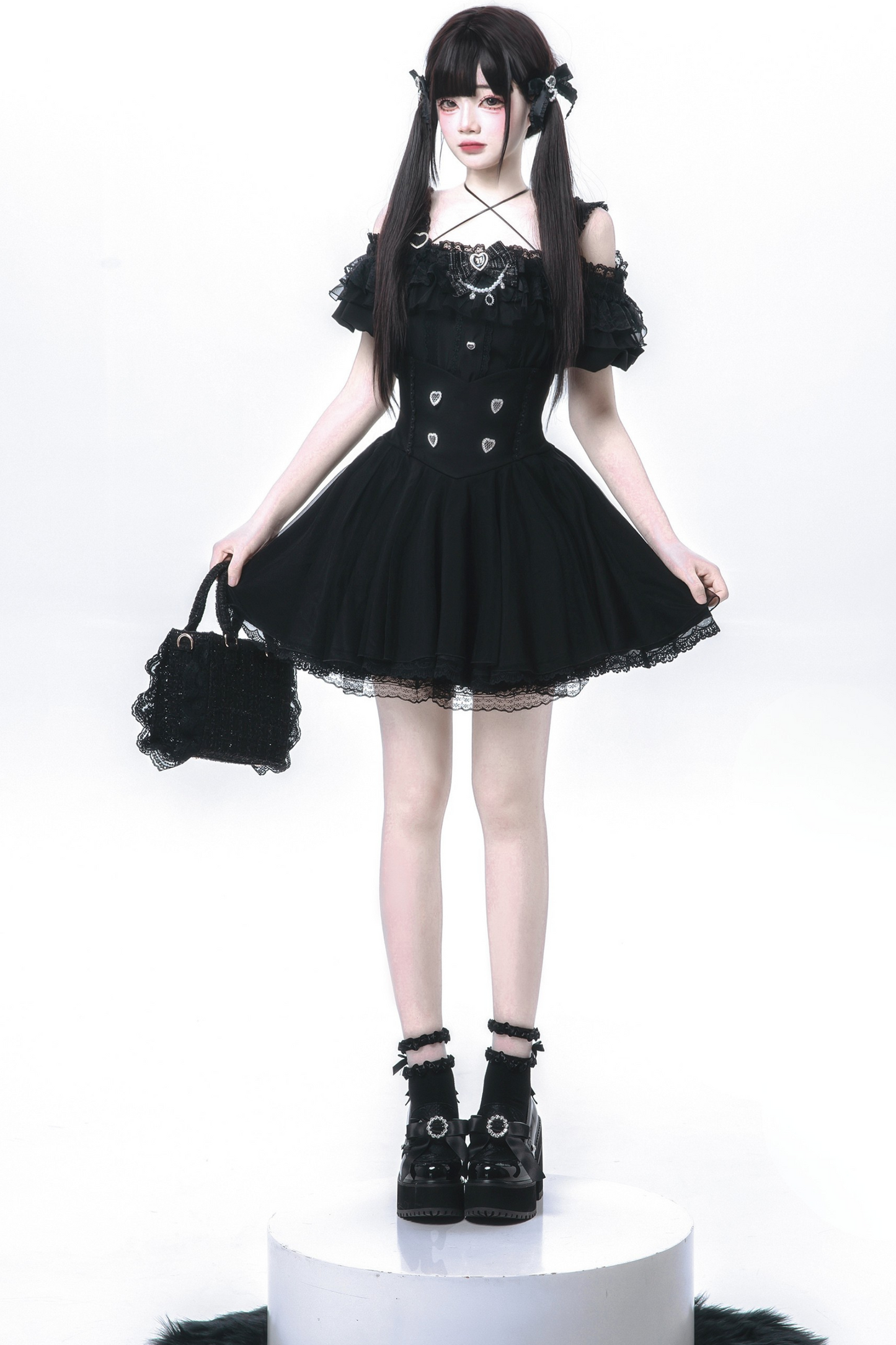 オフショルダーマインフレア+スカートリボン予約トップス