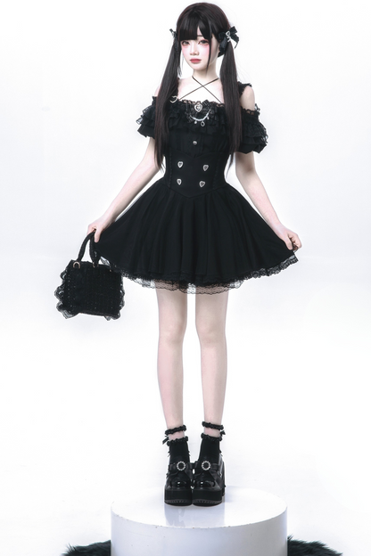 オフショルダーマインフレア+スカートリボン予約トップス