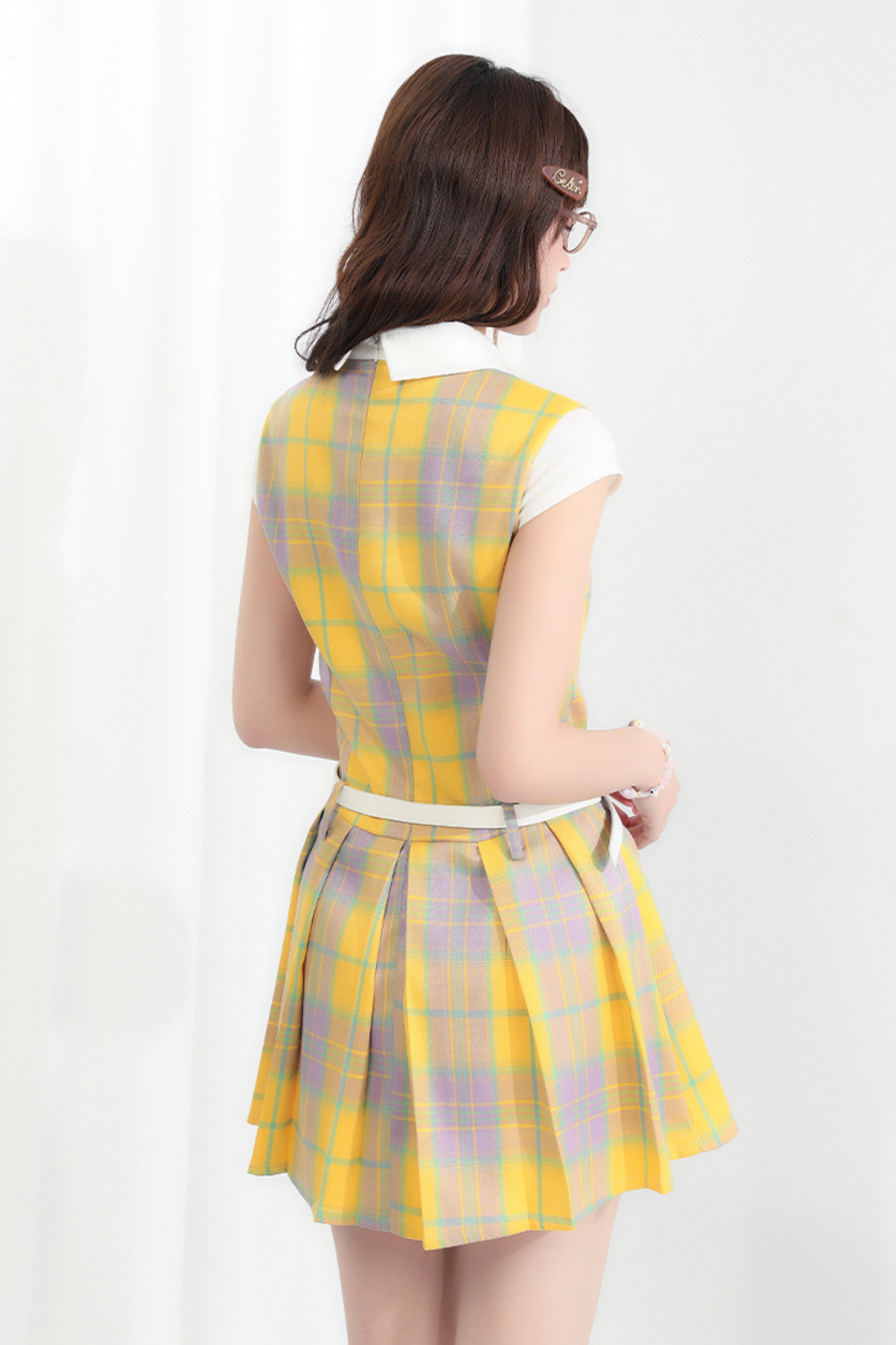 Kariertes Plisseekleid Retro