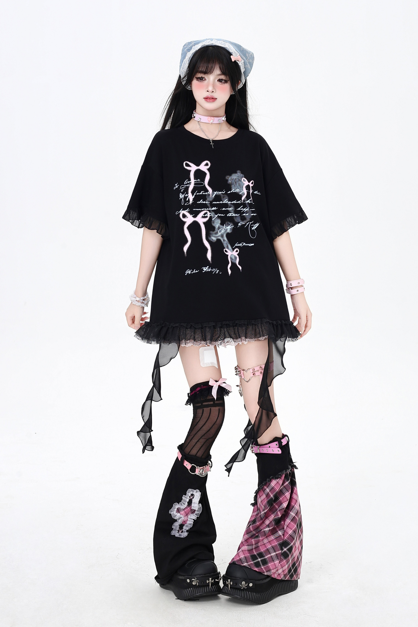 ベルトリボン Tシャツと合わせてゆったり