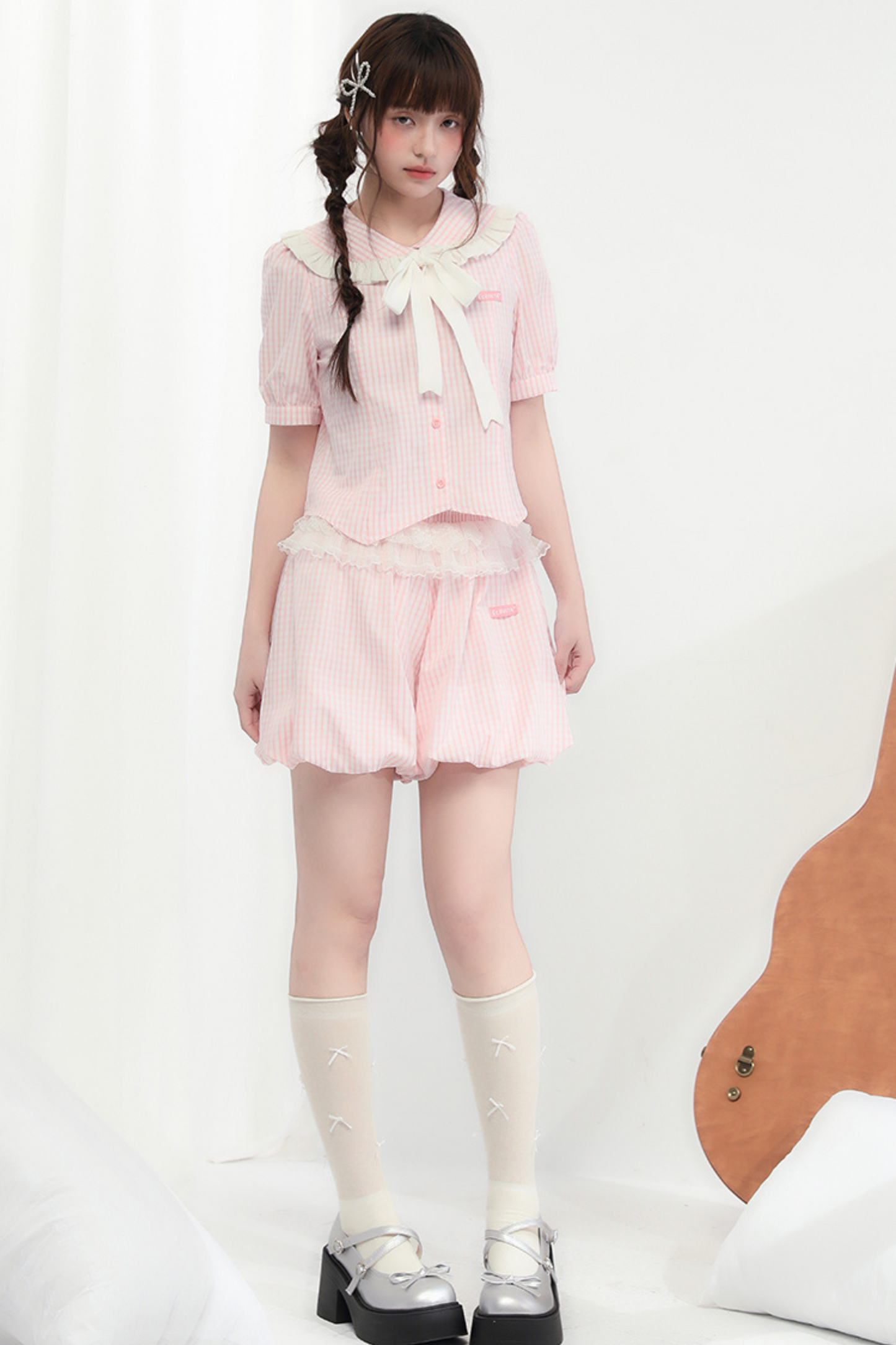 gestreifter Spitzenpuppenballon Peachy + Oberteilhose Bubbles