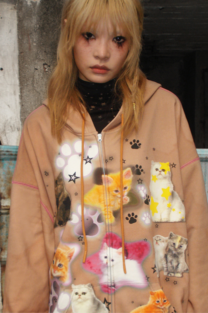 Buntes Sweatshirt Spray Cat Art