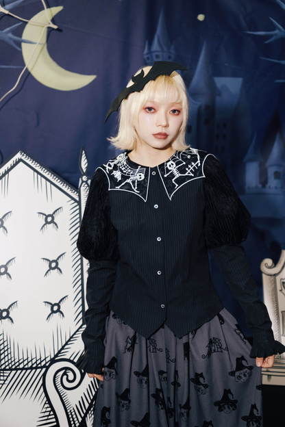 クロップドスリーブ スパイダーカラー パフトップ