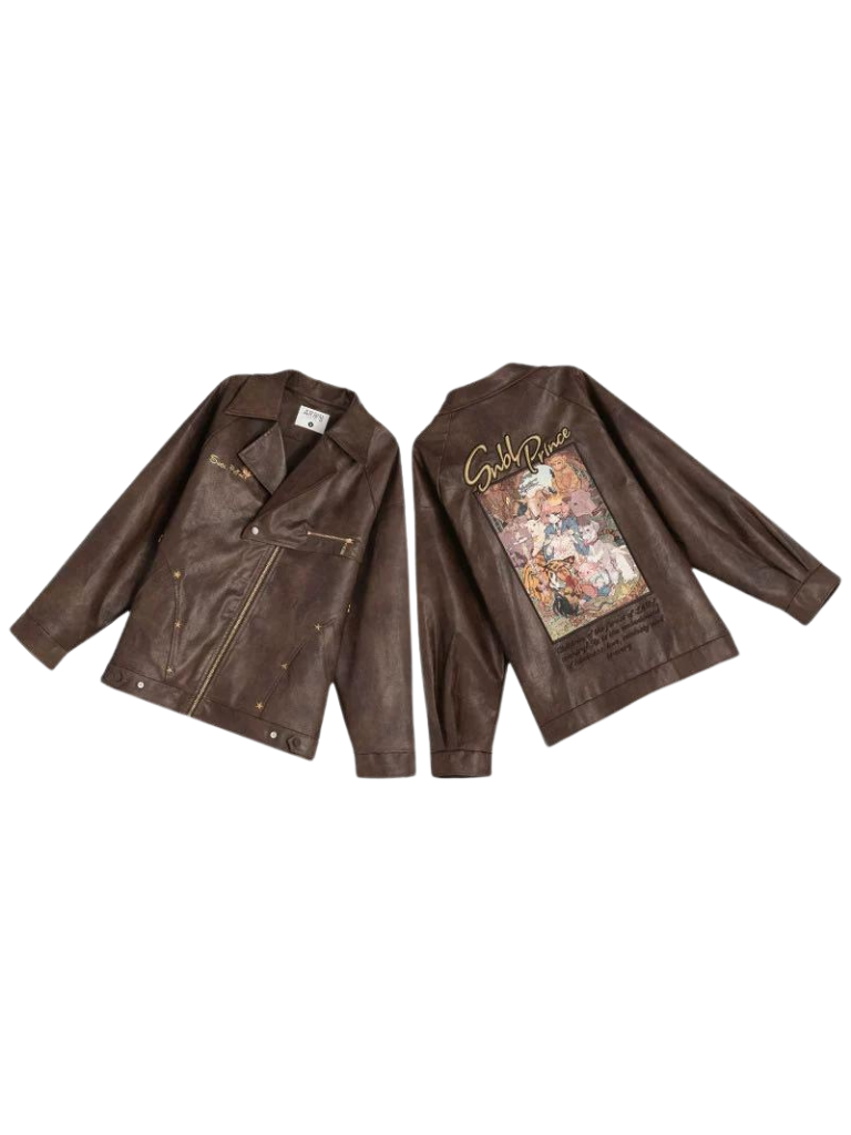 Retro Lackjacke Leder Ölmuster + Lederrock