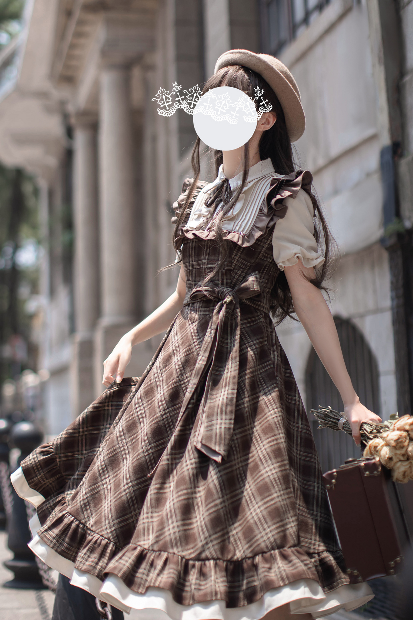 Ribbon + Retro Dress Check Tie Flared